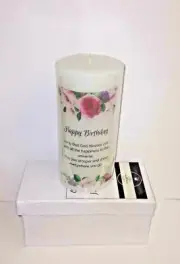 Happy Birthday Candle Design Size 3x6 with gift box & Ribbon Gift Candle JML