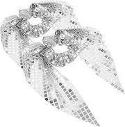 SHERCHPRY 2pcs Sequin Hair Scrunchies for Women Sparkly Ponytail Holders with Ribbon Tails Comfortable Secure Hair Ties for Fashionable Disco Parties