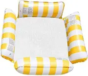 AIMALL Inflatable Pool Float Hammock 48.4in×47.2in Foldable Water Lounger with Headrest Striped Recliner Bed for Swimming Pool Relaxation PVC Mesh Float Chair