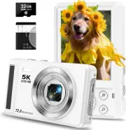 5K Digital Camera - 72MP Digital Cameras with 16X Zoom for Kids' Gifts - Autofoc