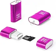 [3 Pack] Micro SD Card Reader for Android, TF Card to USB Adapter With Mini Size for Camera, PC, Laptop (Rose Red)