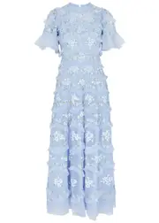 Needle & Thread Daisy Wave Floral-embroidered Tulle Dress - Blue - 12 (UK12 / M) 12 (UK12 / M)