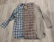$1220 Mens Burberry Reconstructed Check LS Button Up Sport Shirt Camel Large