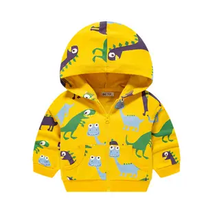 童裝2021秋冬新款兒童滿印恐龍卡通外套男童拉鏈衫針織衛衣