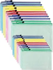 20 PCS Mesh Zipper Pouch, 10PCS A4+10PCS A5 Mesh Bags, Zip File Folders, Waterproof Plastic Document Pouch, Zip File Folders, Document Storage Bag Organization for Travel School Office Supplies