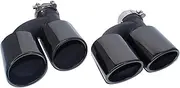 2pcs/set304 Stainless Steel Car Rear Dual Exhaust Tip Compatible For A4 A5 A6 A7 Up To S4 S5 S6 S7 Black Muffler Tip 60mm Tailtip(Black)