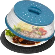 2 In 1 Silicone Microwave Cover and Mat Set Collapsible Plate Cover Oven Mat