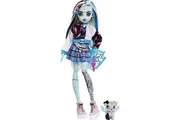 Monster High Doll, Frankie Stein with Blue Black Streaked Hair in Signature Look with Fashion Accessories Pet Dog Watzie
