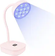 wenxintek UV LED Nail Lamp,Gooseneck UV Gel Nail Light for Acrylic Gel Nails Extension Glue,12W Rechargeable LED Flash Cure Nail Lamp Dryer with 2 Timers,Auto Sensor for Manicure Salon Home (Pink)