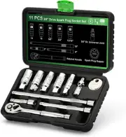11-Piece Spark Plug Socket Set with 3/8" Drive Ratchet Handle, Spark Plug Gapper