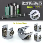 4-12Pcs Glass Shelf Support Clamp Brackets Clip Chrome Shelves Clip Tool 6-8mm