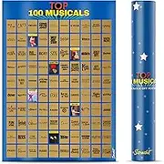 scrachit Top 100 Broadway Musicals Scratch Off Poster - Extra Large Illustrations - size 23"x17" - Gifts For Theatre Lovers