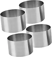 WATIIFUFU 4pcs Stainless Steel Mousse Mold Mousse Cake Molds Cookie Molds Mousse Circle Cake Rings Round Cake Ring Mold Cake Molds for Baking Donut Cutter Cookie Mould Ring Molds for Cooking