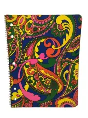 Vintage 1960s Paisley Fabric Covered Psychedelic Metal Spiral Notebook Retro