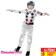 Child Deluxe Spaceman Costume NASA Book Week Boys Kids White Jumpsuit Uniform