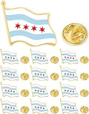 [CINFAC] 12/25/50pcs small City of Chicago Flag Lapel Pin Chicago Flag Pins bulk for suit Jacket