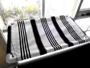 3077 - PAWS INDOORS WINDOW SEAT, CAT BED, CAT SUN LOUNGER, BLACK & WHITE STRIPE