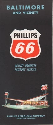 1963 Phillips 66 Road Map: Baltimore and Vicinity NOS