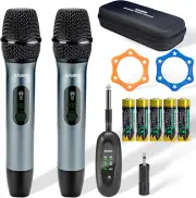Wireless Microphone Set for Singing, Speeches & Events, 2.4Ghz Dual-Mic Receiver