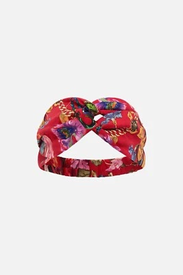 NWT $99 CAMILLA "RUFFLE SOME FEATHERS" RED FLORAL SILK WOVEN TWIST BOHO HEADBAND