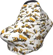 Truck Tractor Construction Machinery Excavator Baby Stuff Car Seat Cover,Nursing Cover for Mom Breathable Stroller Cover Multi-Use Car Seat Canopy Carrier Covers for Girls Boys