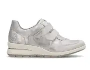 LADIES RIEKER L4868-90 SILVER WEDGE HEELED CASUAL SHOES
