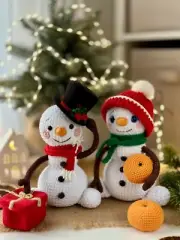 Crochet Christmas Snowman PDF Eng, Fr, Amigurumi Christmas Snowman Crochet Plush