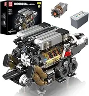 Mould King 10131 W16 Engine Building Blocks Kit, Build Your Own Mini Engine That Works - 952 Pcs STEM Project Toy for Kids, Engineering Model Set for Adults