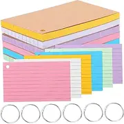 SECFOU 6 Pack Double-Sided Lined Index Cards Ring Flash Cards for Studying College Supplies Bulk Hole-Punched