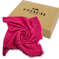 在飛比找momo購物網優惠-【COACH】C LOGO棉混莫代爾絲巾方巾圍巾禮盒(玫瑰紅