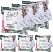 Fanfanwin 6 Pcs Mini Prayer Quilt with Cross Inside, Vintage Pocket Scripture Prayer Quilt Squares Christian Gifts for Women Mother's Day Pastor Appreciation Graduates Gifts