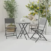 3 Piece Folding Bistro Set Steel Grey