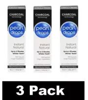 3 x PEARL DROPS 100g TOOTHPASTE INSTANT NATURAL CHARCOAL TECHNOLOGY BRAND NEW