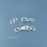 2 Sets Solid Sterling Silver Hook Eye Clasp Connectors 20mm Long #44027