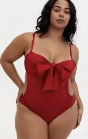 Womens Torrid Red big bow Satin Underwire Cheeky Bodysuit Size 0 12 Large NWT