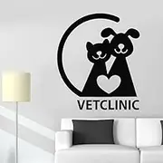 Vet Clinic Wall Decal Signboard Logo Veterinary Cat Dog Pets Shop Love Animals Interior Decor Door Window Vinyl Stickers 74x86cm