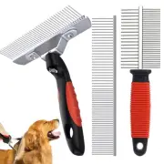 3-Pack Long-Tooth Pet Brush Set - Dog Rake Brush & Steel Shedding Comb & Doub...