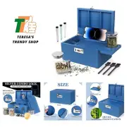 Large Blue Bamboo Box with Combination Lock, Decorative Storage Box with Deta...