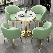 Snaweo Office Reception Room Club Table and Chair Set, Small Conference Room Negotiation Table Sets, Dining Table and Chair Set, 1 Table and 4 Chair, for Living Room, Restaurant(Light Green)