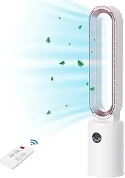 Advwin Bladeless Tower Fan, Electric Fan Airflow Purifying Fan, 24 Speeds Setting, 12H Timing, Suitable for Room Bedroom Office Use Pink