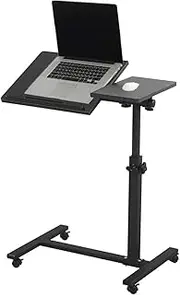 HX Dream Adjustable Laptop Table,Lifting and Rotating Laptop Desk,Tiltable Mobile Standing Desk with Wheels,60 * 34.5 cm Adjustable Computer Stand Suitable for Sofa, Bedside, Tea Table（Black）