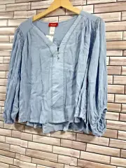Panhandle Slim juniors M womens powder blue blouse crop top boho peasant NWT
