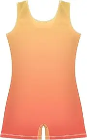 [GAIGEO] Leotards for Gymnastics Toddler Girls Yellow Persimmon Gradient Ombre Unitards Unicorn Ballet Outfit with Shorts 2t