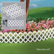 Lattice Fence Solar 4 Piece Flexible Garden Border, Garden Picket Fence - White
