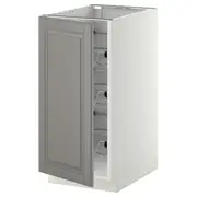 METOD base cabinet with wire baskets, white/Bodbyn grey, 40x60x80 cm