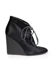 Black Calf Hair Benton Wedge Boots