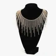 SparkleWave Gold Rhinestone Fringe Trim - Perfect for Jeans, Clothing Accessorie