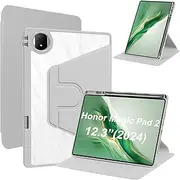 Lemxiee PU Leather Case for Honor Magic Pad 2 Case with Pen Slot/Rotating Stand/Scratch-Resistant, PU Leather + Acrylic Case for Honor Magic Pad 2 (2024) 12.3 Inch Cover