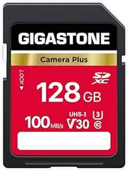 Gigastone 128GB SD Card, Camera Plus, V30 U3 SDXC Memory Card High Speed UHD Video Compatible with Canon Nikon Sony Panasonic Digital Camera, with 1 Mini case