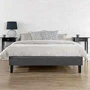 Zinus Curtis Queen Bed Base Ensemble Bed Frame - Charcoal Grey Fabric Mattress Base Foundation
